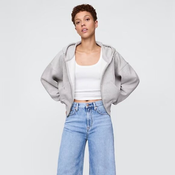 Gap VintageSoft Full-Zip Wedge Hoodie (Gray) - Picture 3 of 15